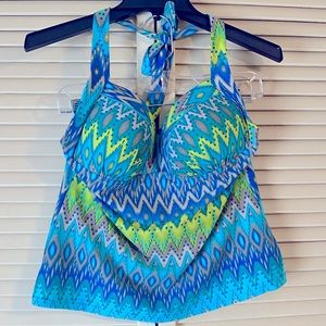 Women’s blue and green swim top